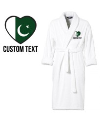 Pakistan Flag Heart Shape Embroidery Logo with Custom Text Embroidered Bathrobes
